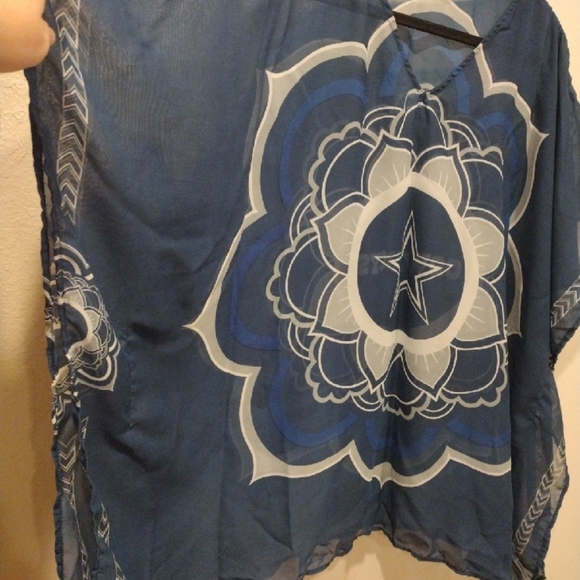 NFL Dallas Cowboys Football Women's Chiffon Poncho Cover-up Top OS- Little Earth - Picture 4 of 7